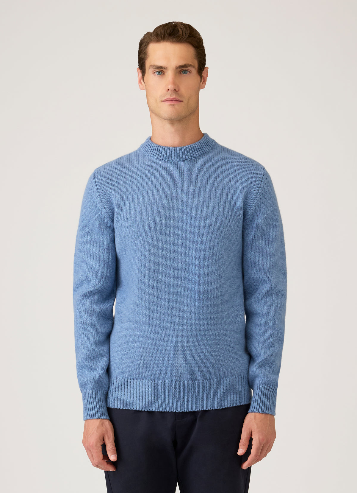 Men's Baby Cashmere Jumper in Powder Blue