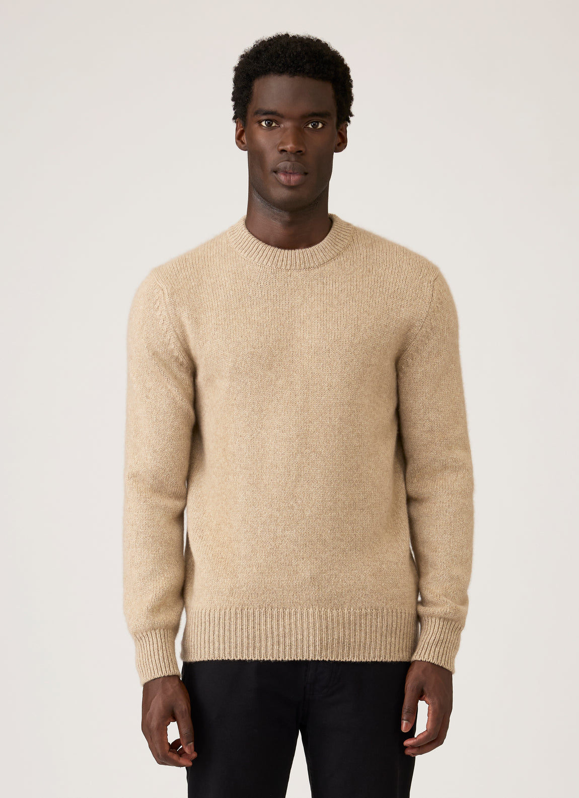 Men's Baby Cashmere Jumper in Oatmeal Melange
