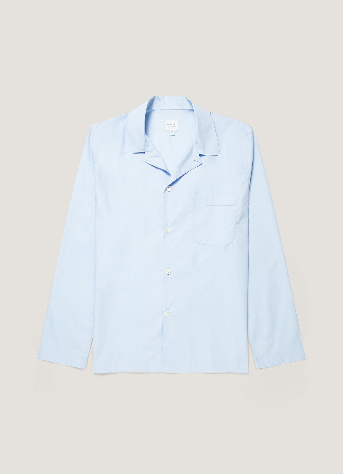 Men's Cotton Poplin Pyjama Shirt in Light Blue