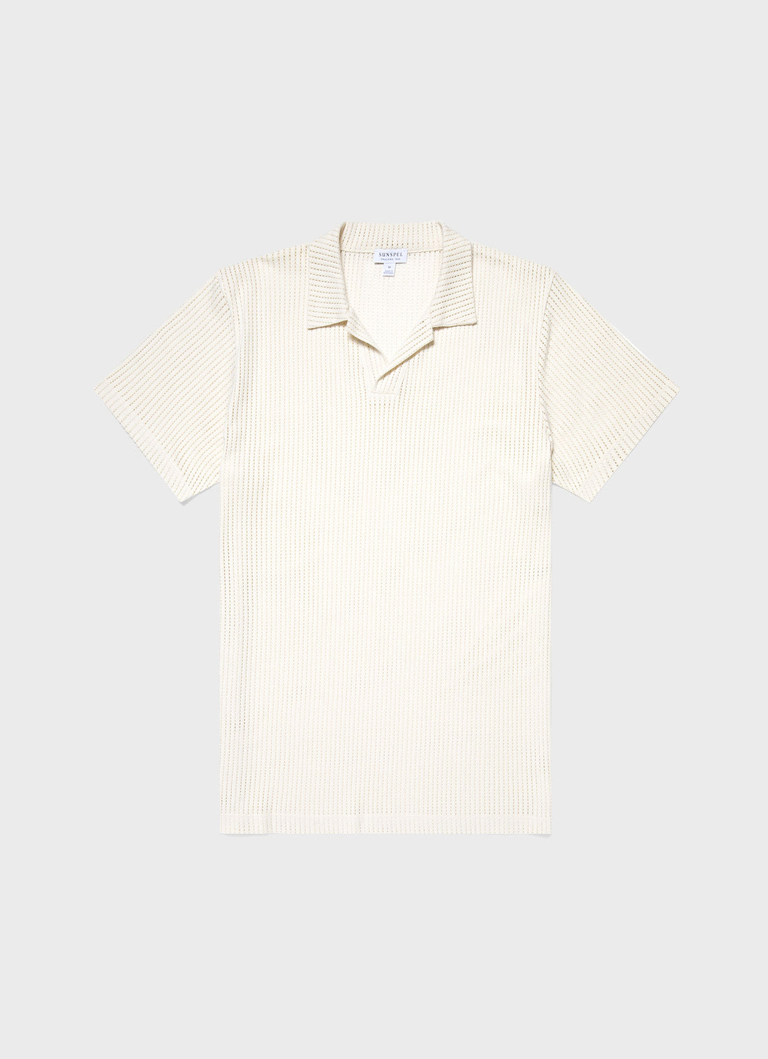 Men's Linear Mesh Polo Shirt in Ecru