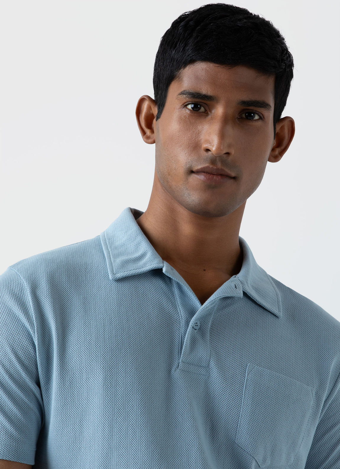 Men's Riviera Polo Shirt in Sky Blue | Sunspel
