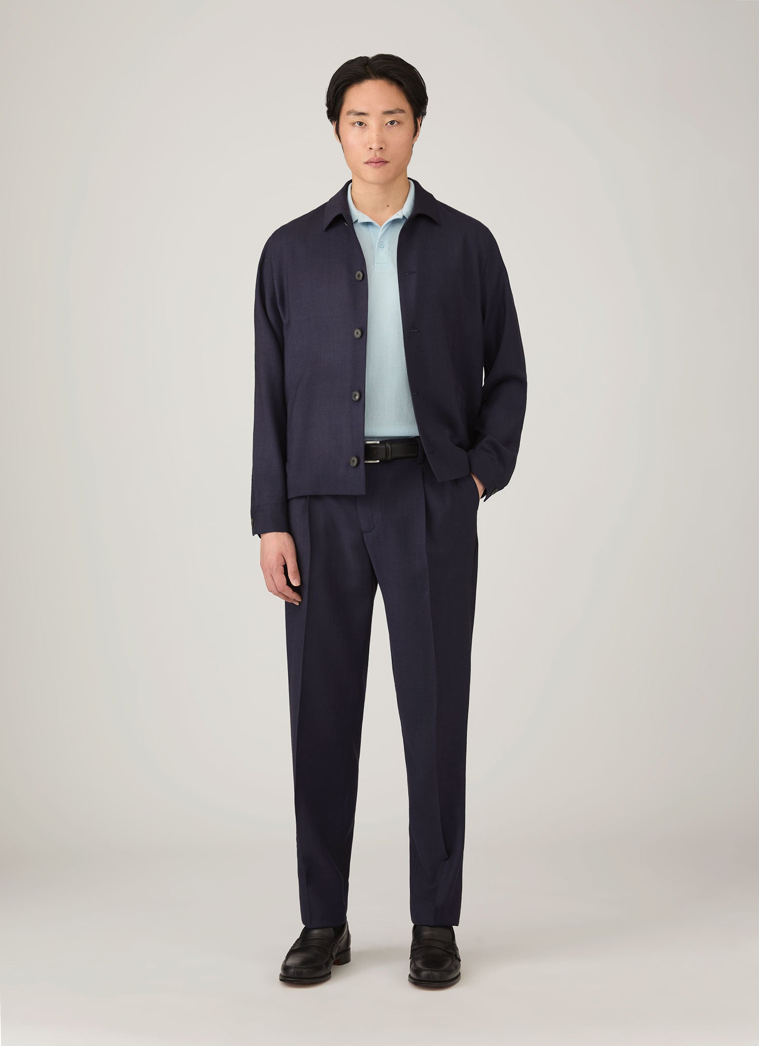 Men's Riviera Polo Shirt in Frost Blue | Sunspel