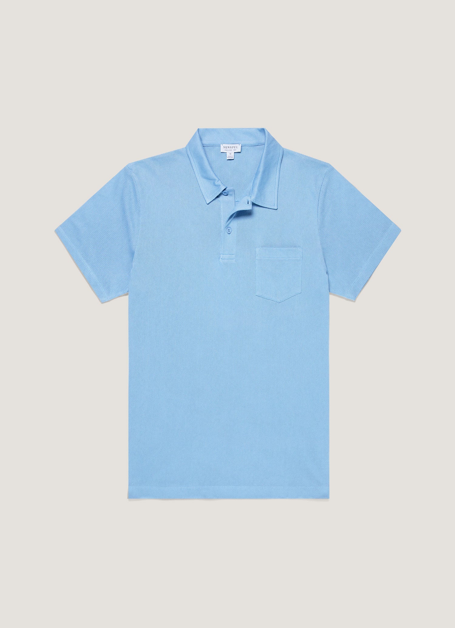 Men's Riviera Polo Shirt in Azure Blue | Sunspel