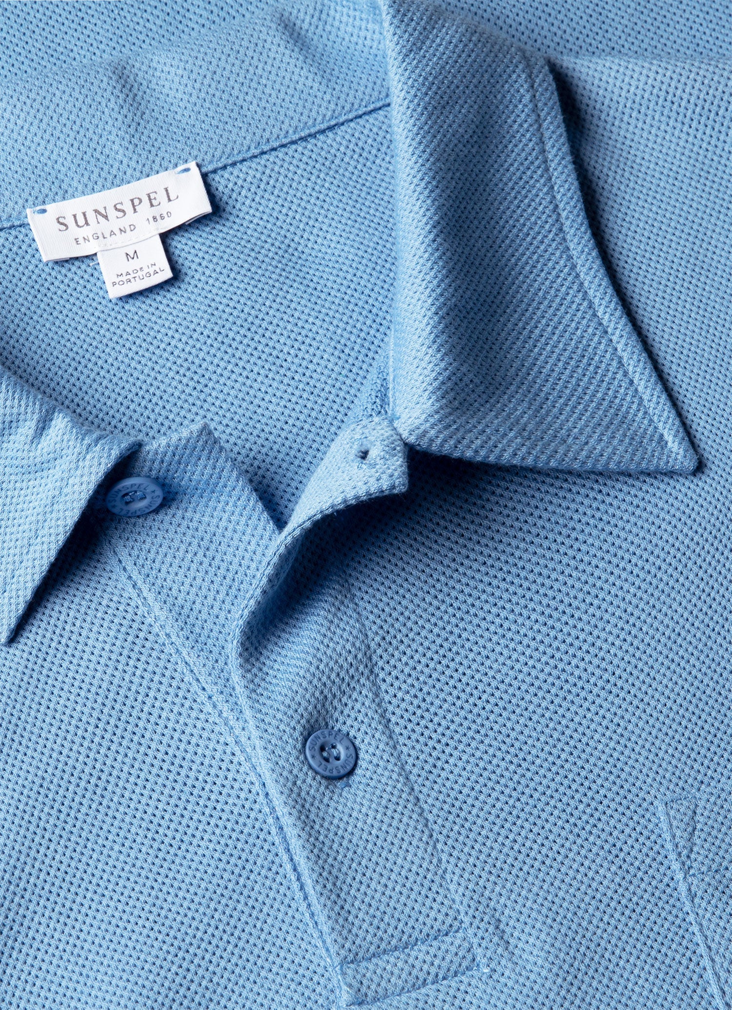 Men's Riviera Polo Shirt in Azure Blue | Sunspel