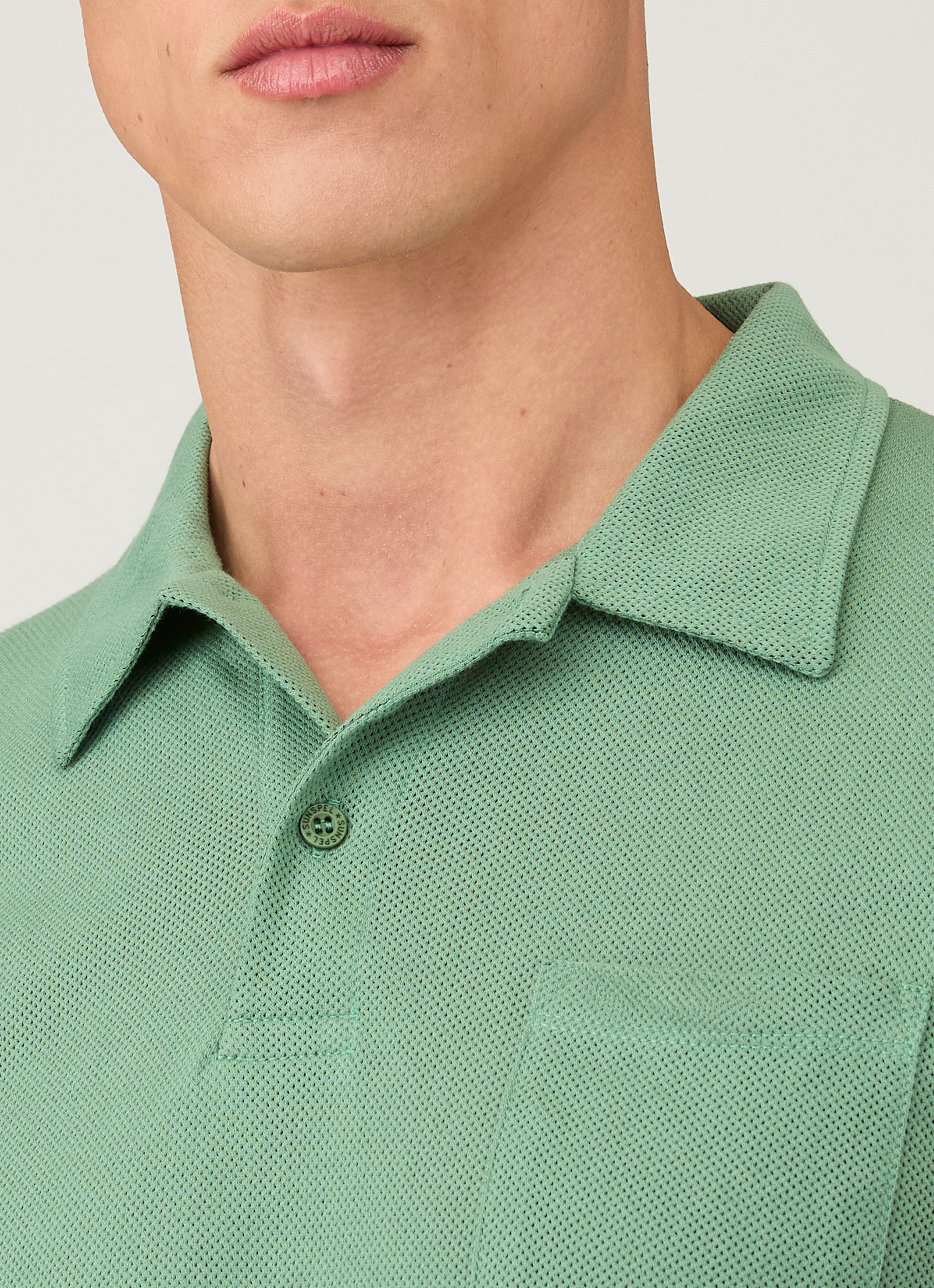 Men's Riviera Polo Shirt in Thyme | Sunspel