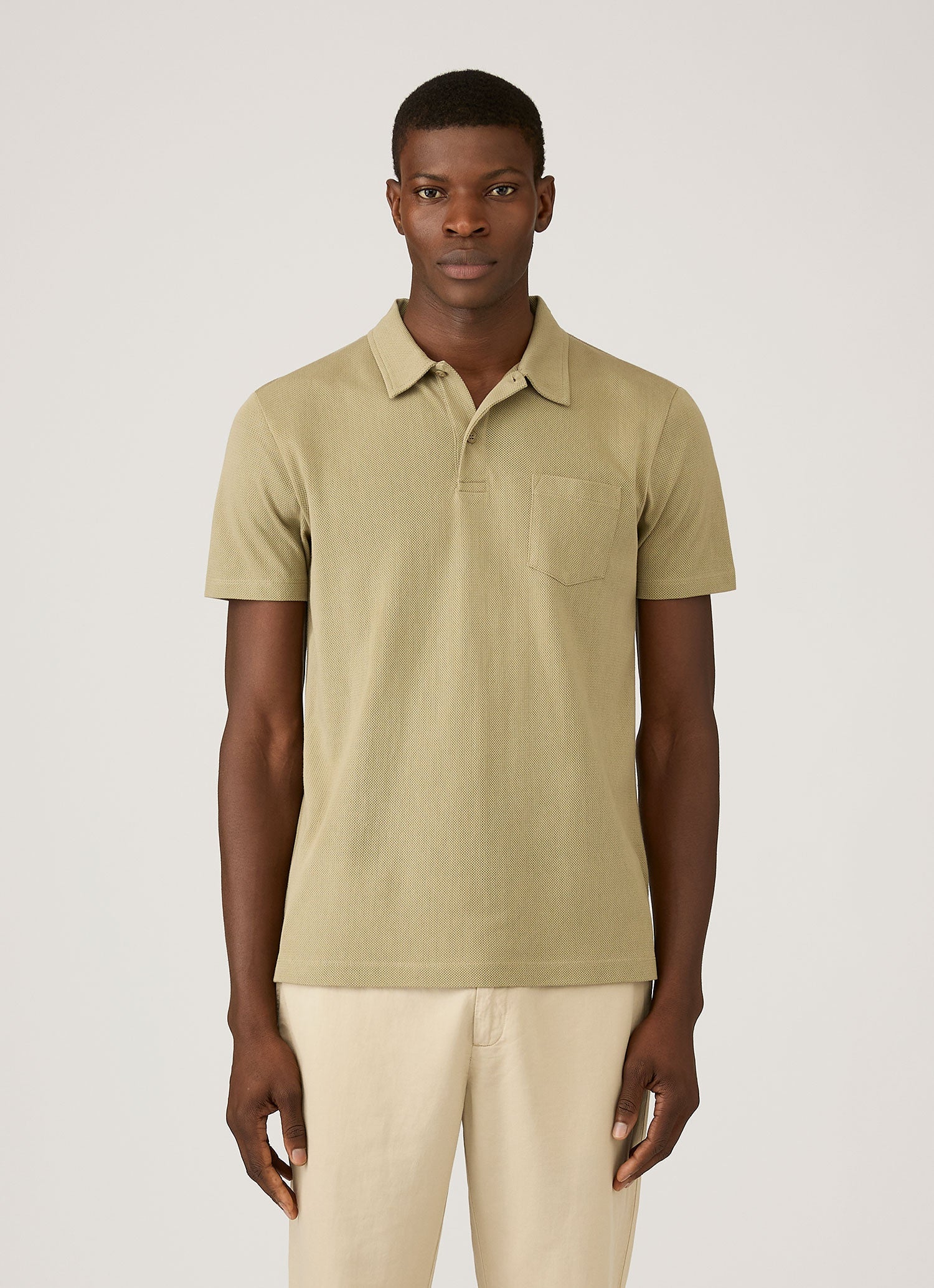 Men's Riviera Polo Shirt in Pistachio | Sunspel
