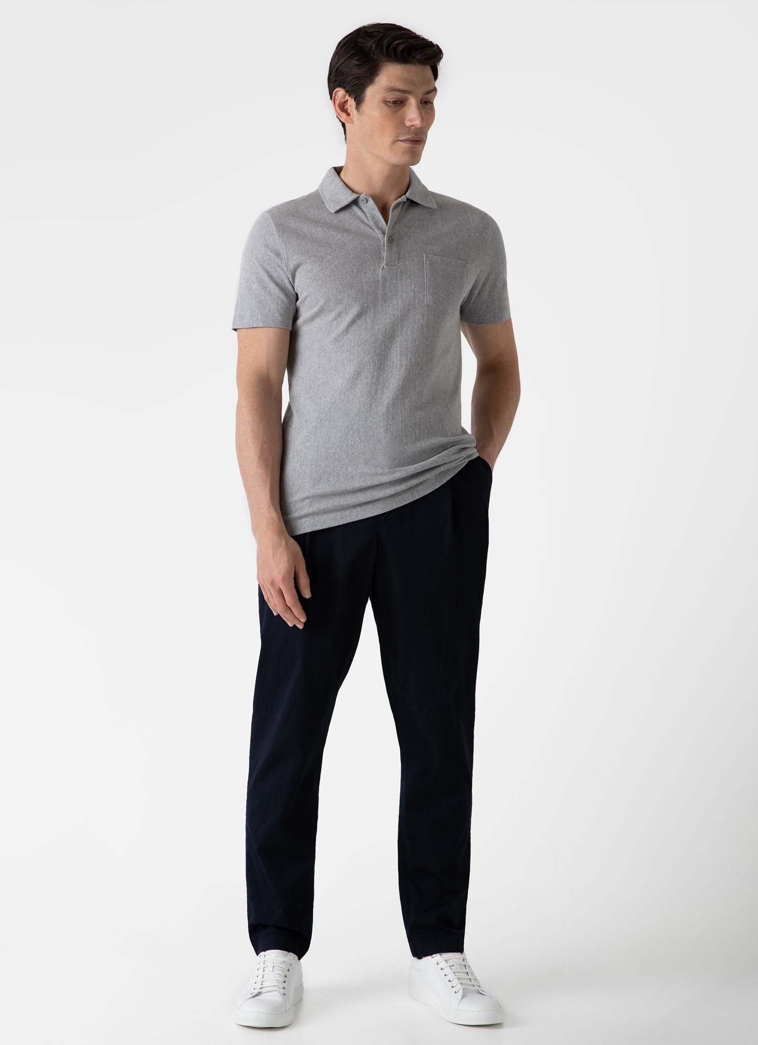 Black pants grey polo on sale