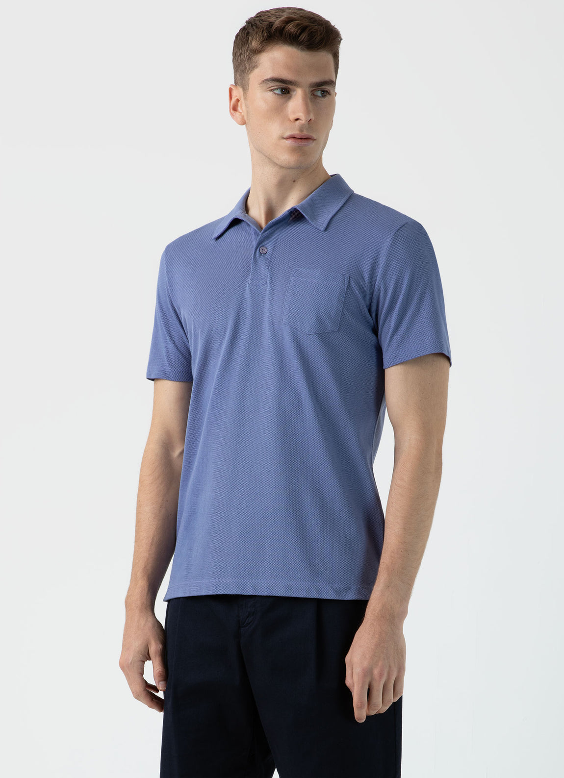 Men's Riviera Polo Shirt in Grape | Sunspel