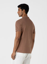 Men's Piqué Polo Shirt in Dark Sand