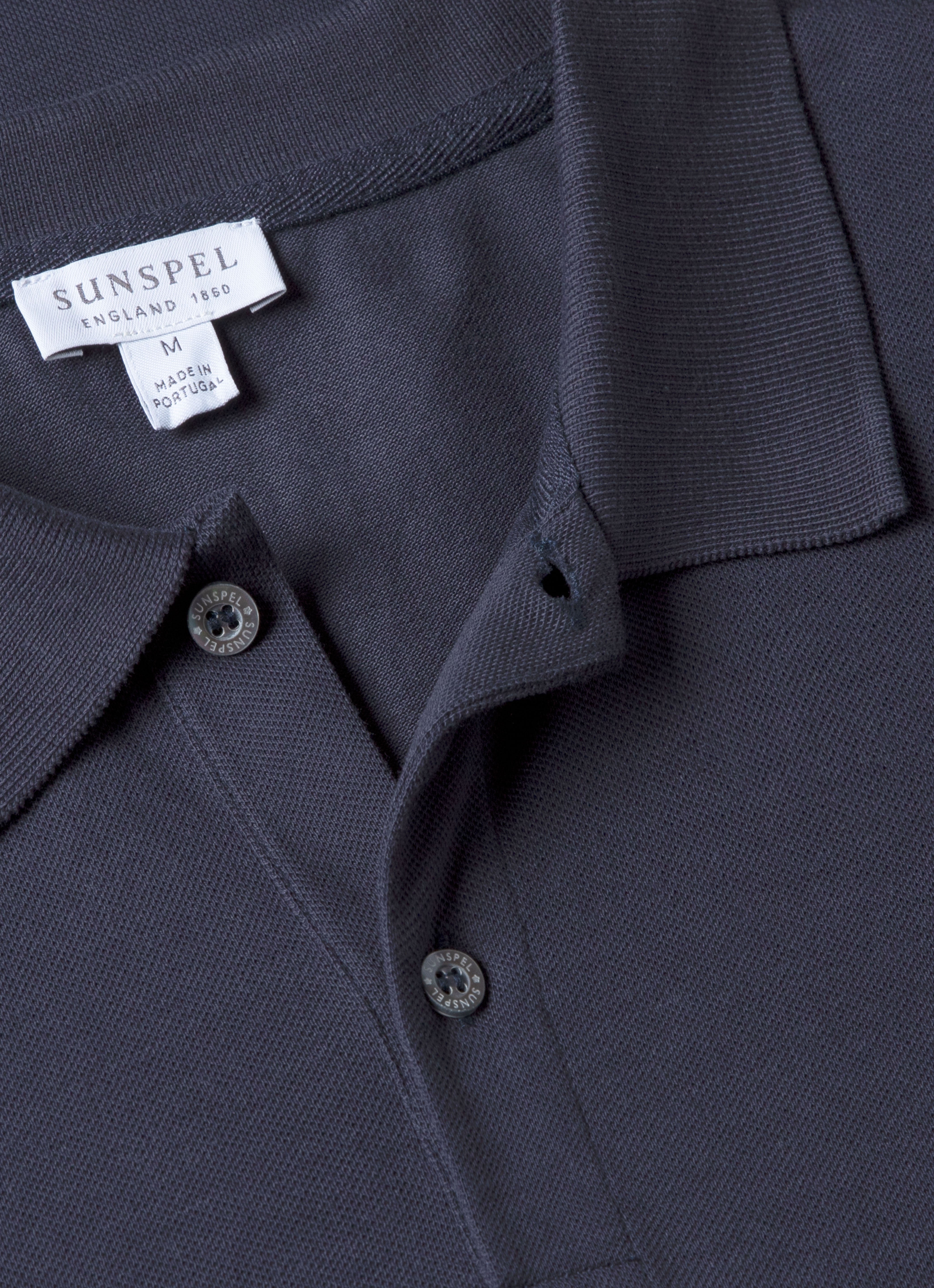 Men's Piqué Polo Shirt in Navy | Sunspel