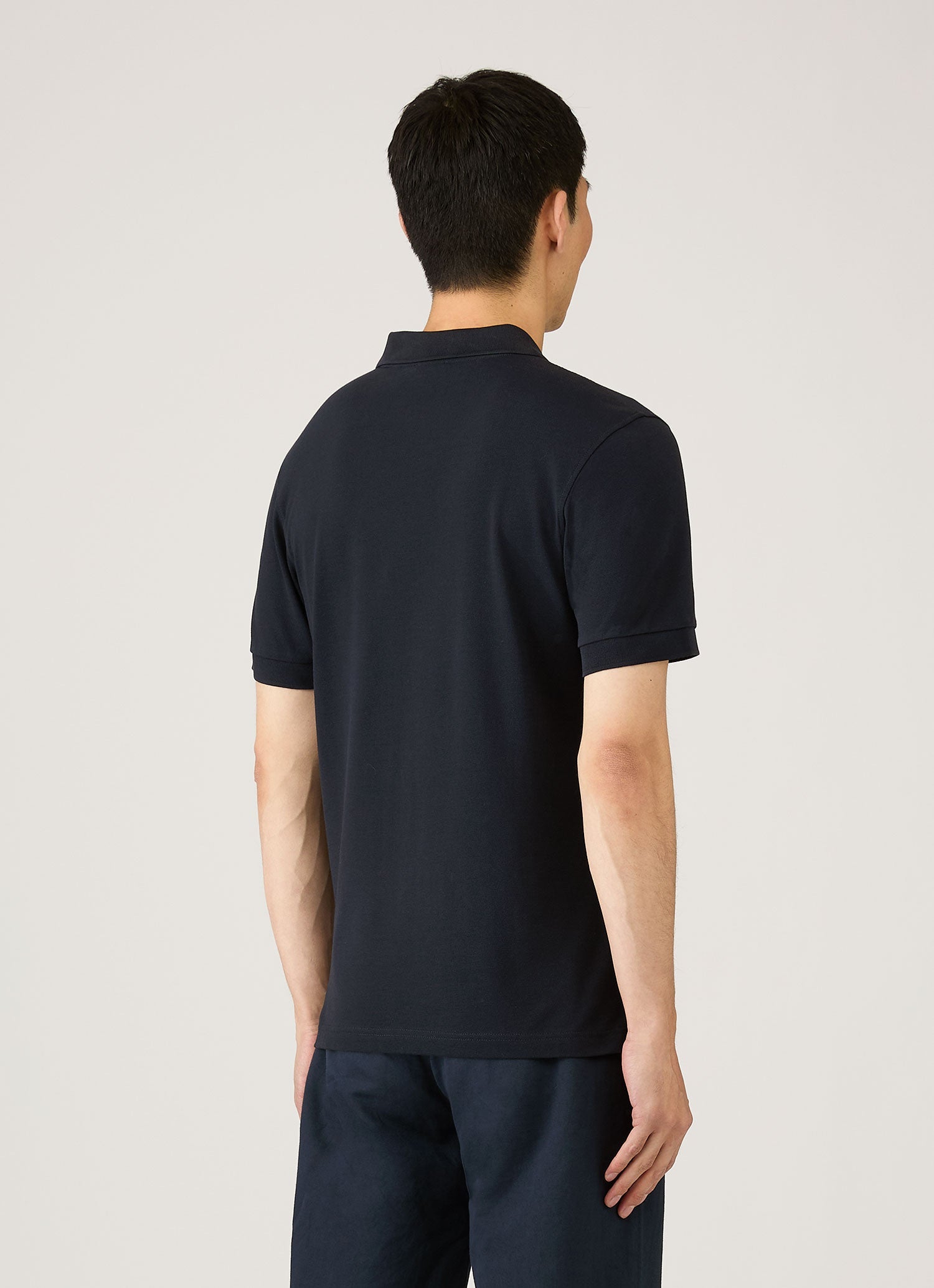 Men's Piqué Polo Shirt in Midnight Navy | Sunspel