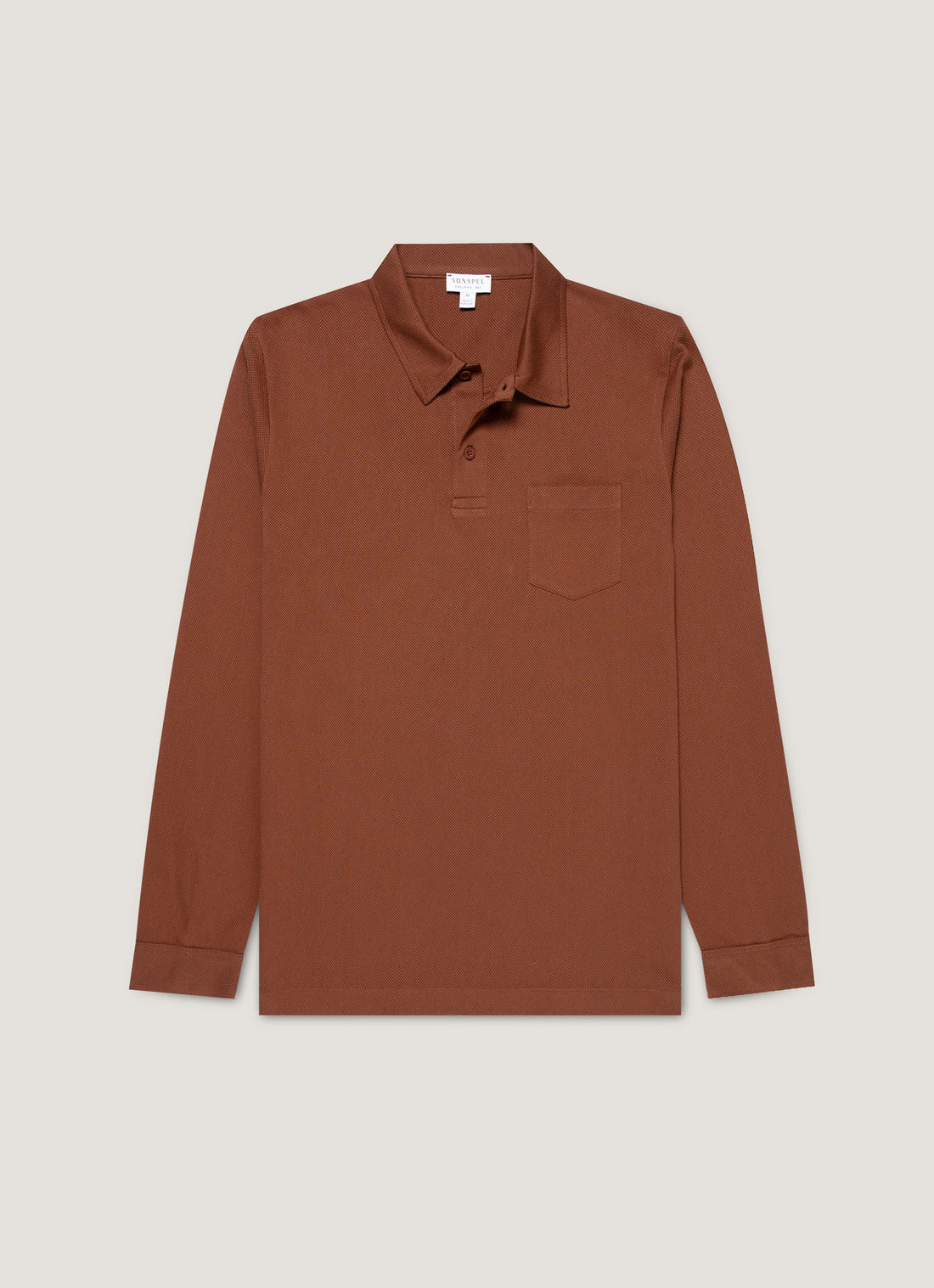 Men's Long Sleeve Riviera Polo Shirt in Conker Brown