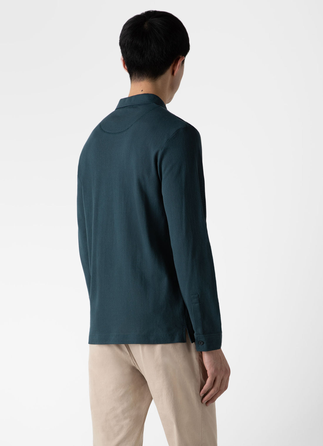 Men's Riviera Long Sleeve Polo Shirt in Peacock