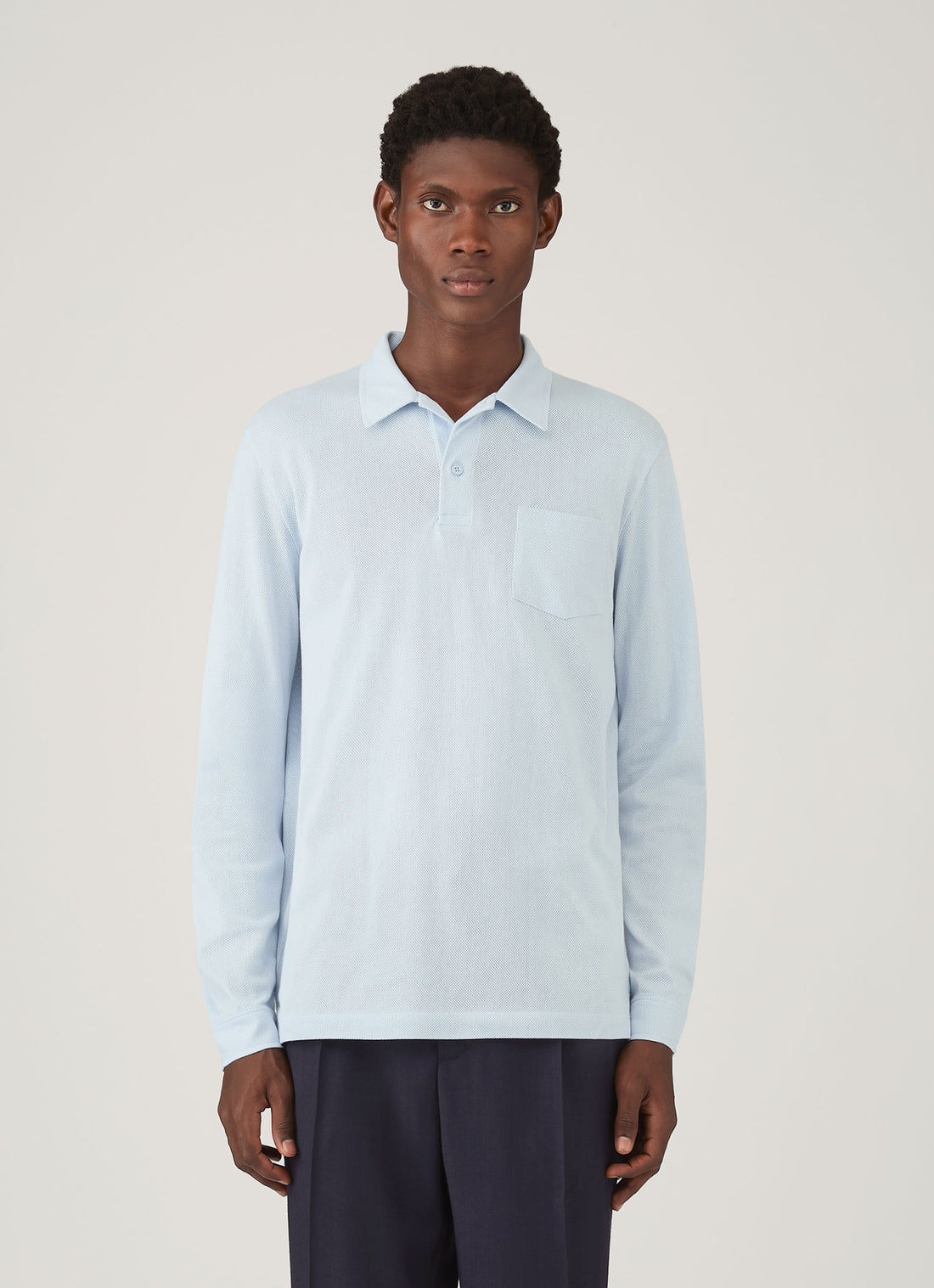 Men's Long Sleeve Riviera Polo Shirt in Frost Blue