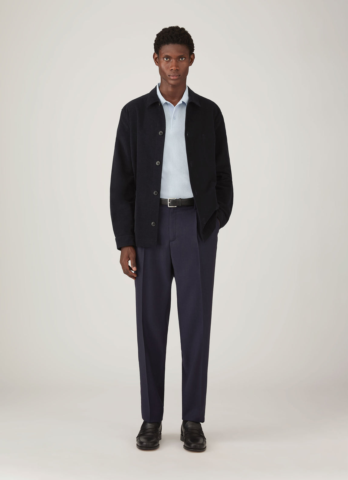 Men's Long Sleeve Riviera Polo Shirt in Frost Blue