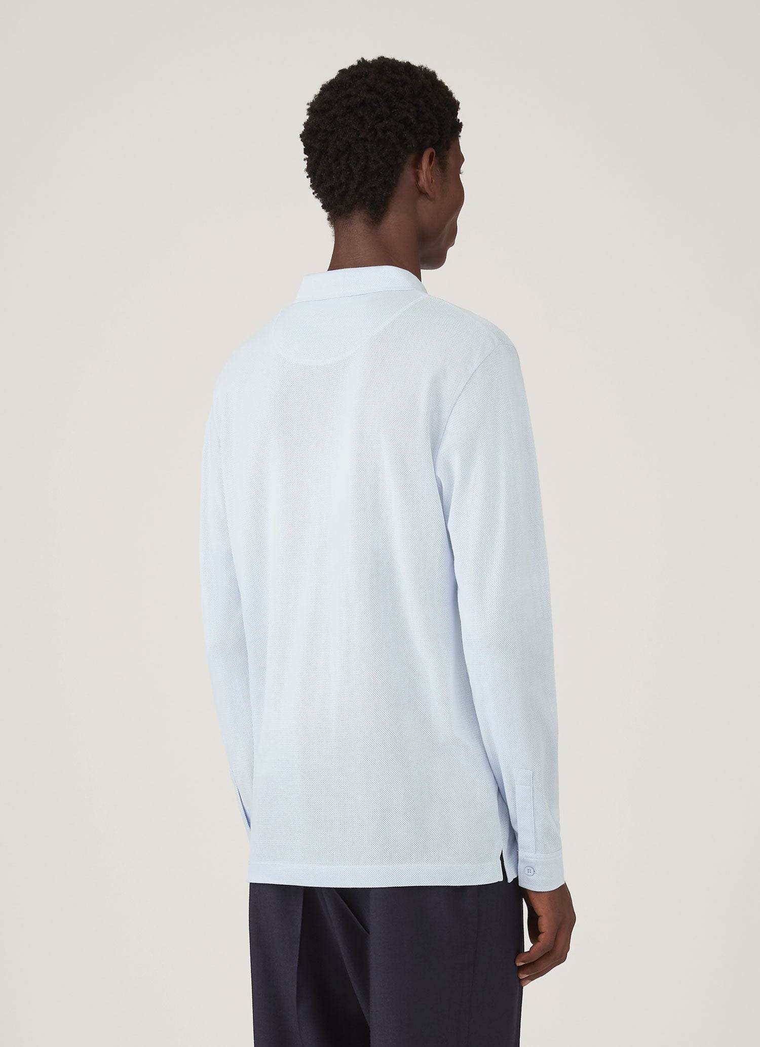 Men's Long Sleeve Riviera Polo Shirt in Frost Blue