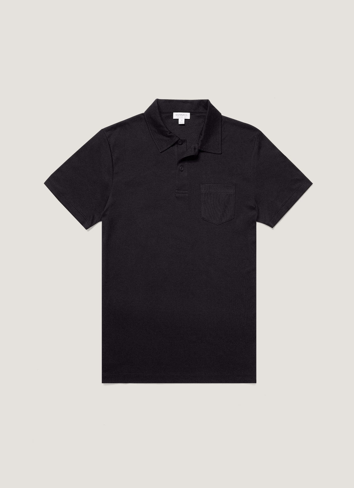 Men's Sea Island Cotton Jersey Polo Shirt in Black