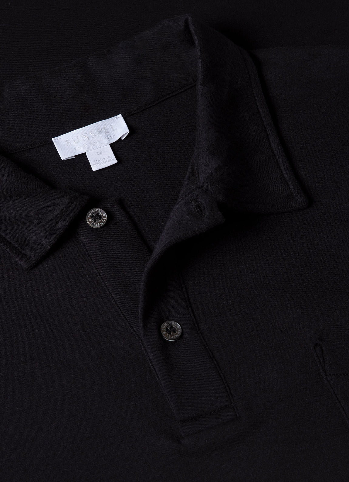 Men's Sea Island Cotton Riviera Polo Shirt in Black | Sunspel