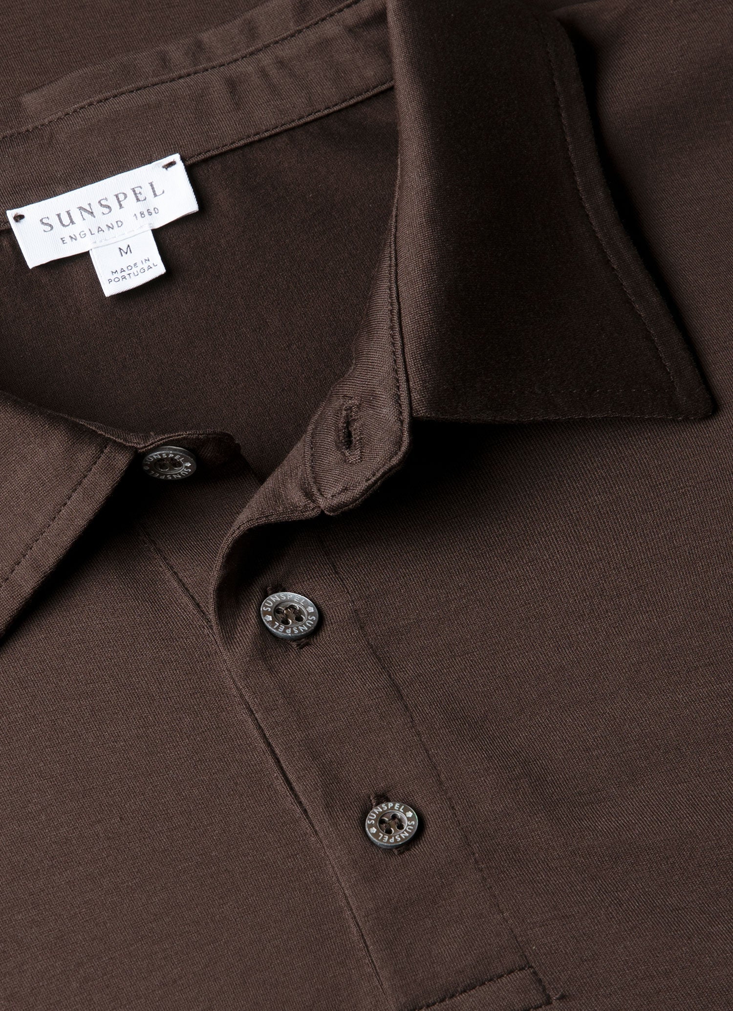 Men's Classic Jersey Polo Shirt in Dark Chocolate | Sunspel