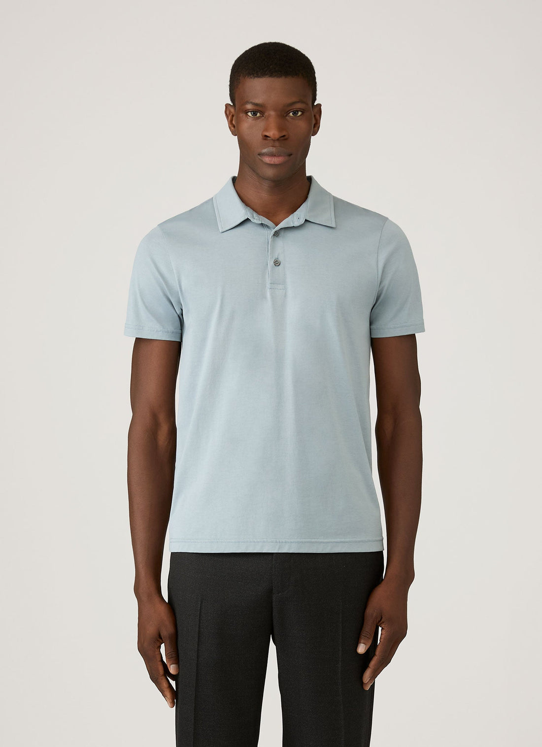 Men's Classic Jersey Polo Shirt in Stone Blue