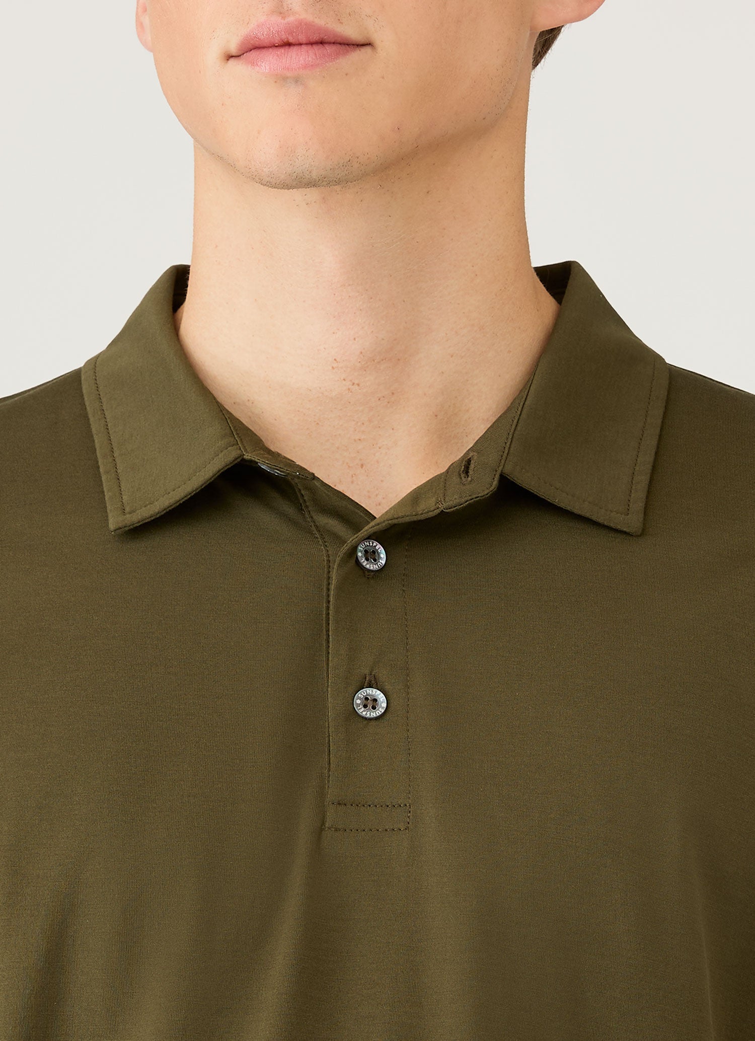Men's Classic Jersey Polo Shirt in Deep Olive | Sunspel