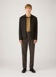 Men's Long Sleeve Classic Jersey Polo Shirt in Walnut