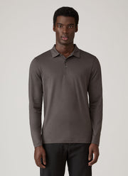 Men's Long Sleeve Classic Jersey Polo Shirt in Anthracite