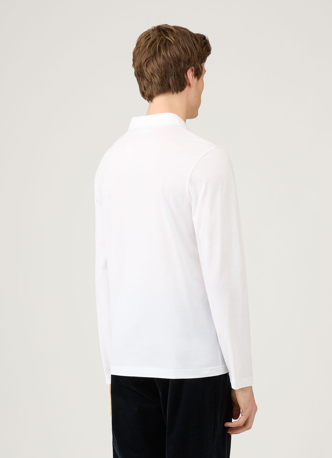 Men's Long Sleeve Classic Jersey Polo Shirt in White