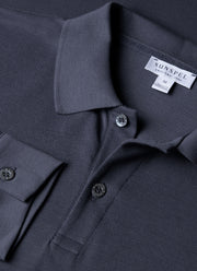 Men's Long Sleeve Piqué Polo Shirt in Navy