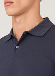 Men's Long Sleeve Piqué Polo Shirt in Navy