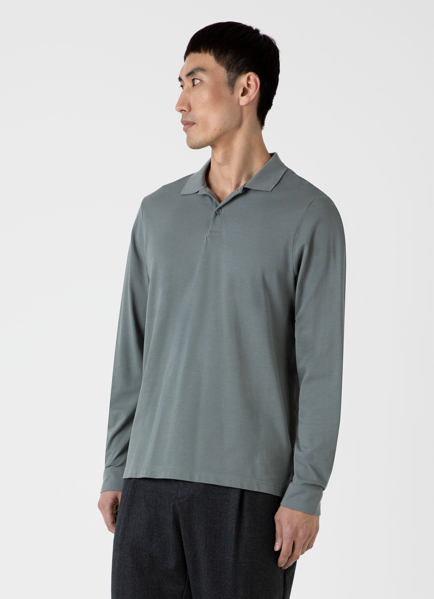 Long Sleeve Pique Polo Shirt