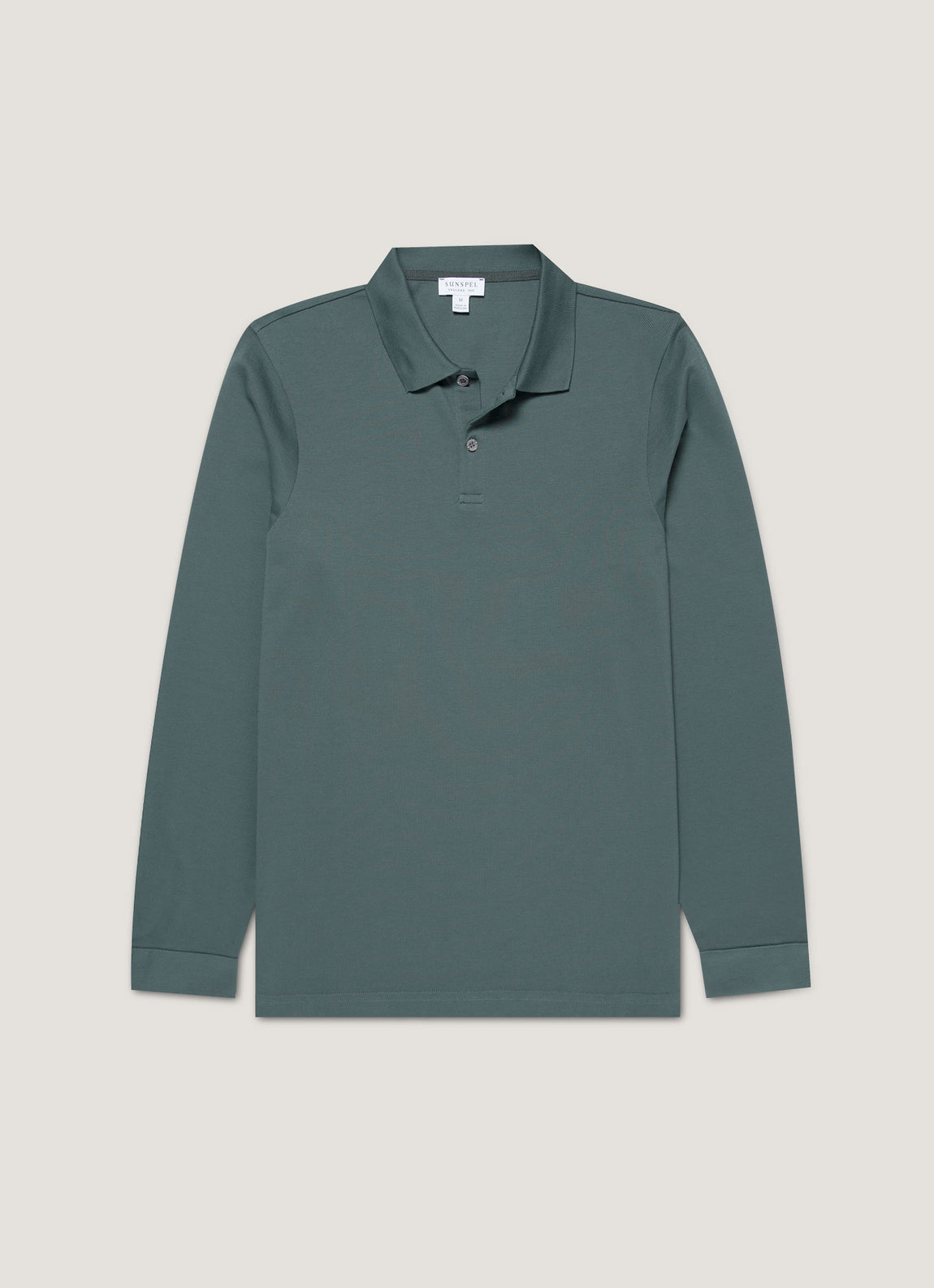 Men's Long Sleeve Piqué Polo Shirt in Dark Petrol