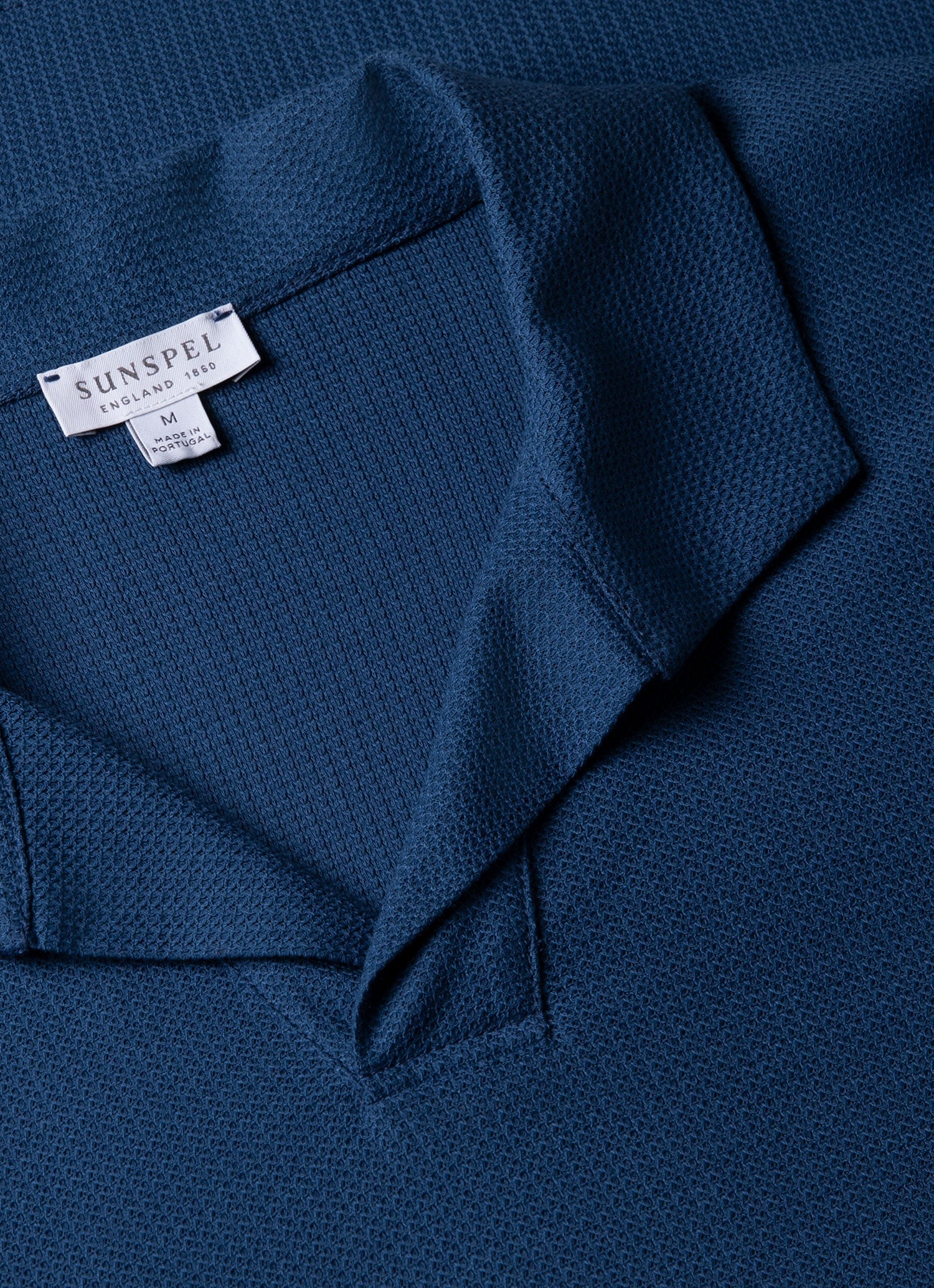 Men's Textured Jersey Polo Shirt in Soft Denim