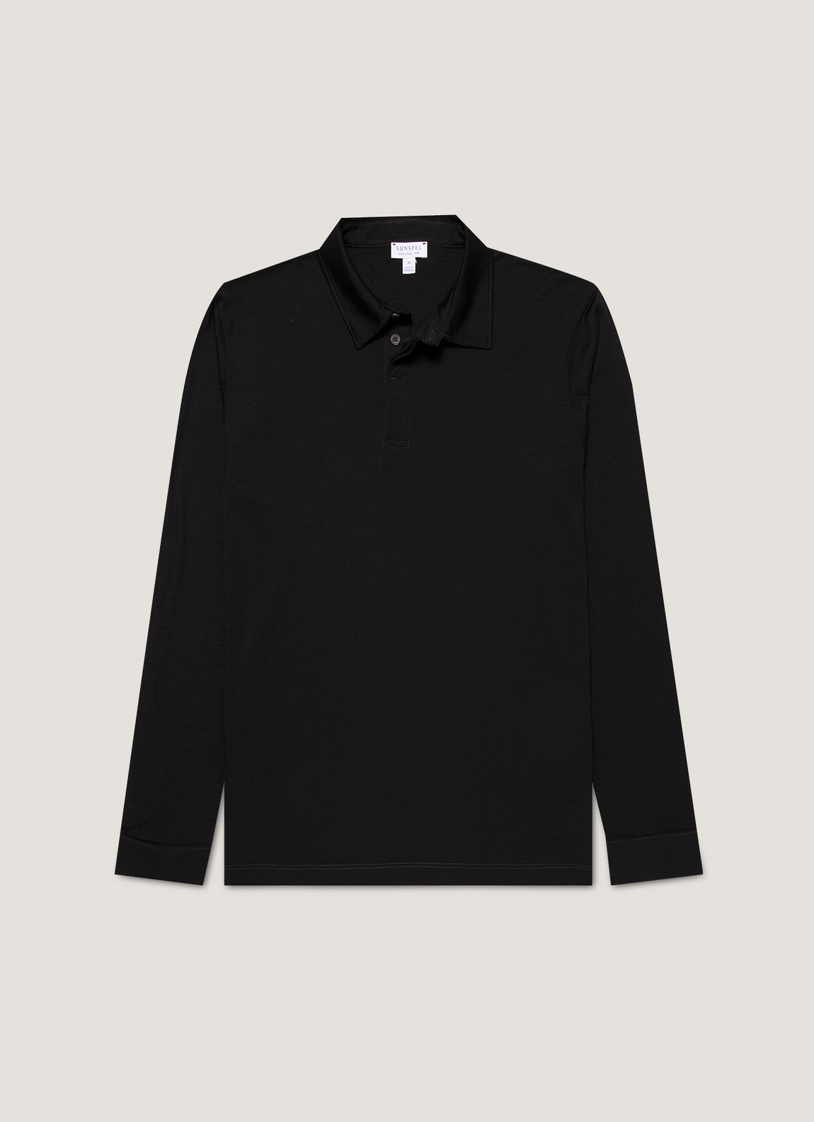 Men's Long Sleeve Ultra-Fine Merino Polo Shirt in Black
