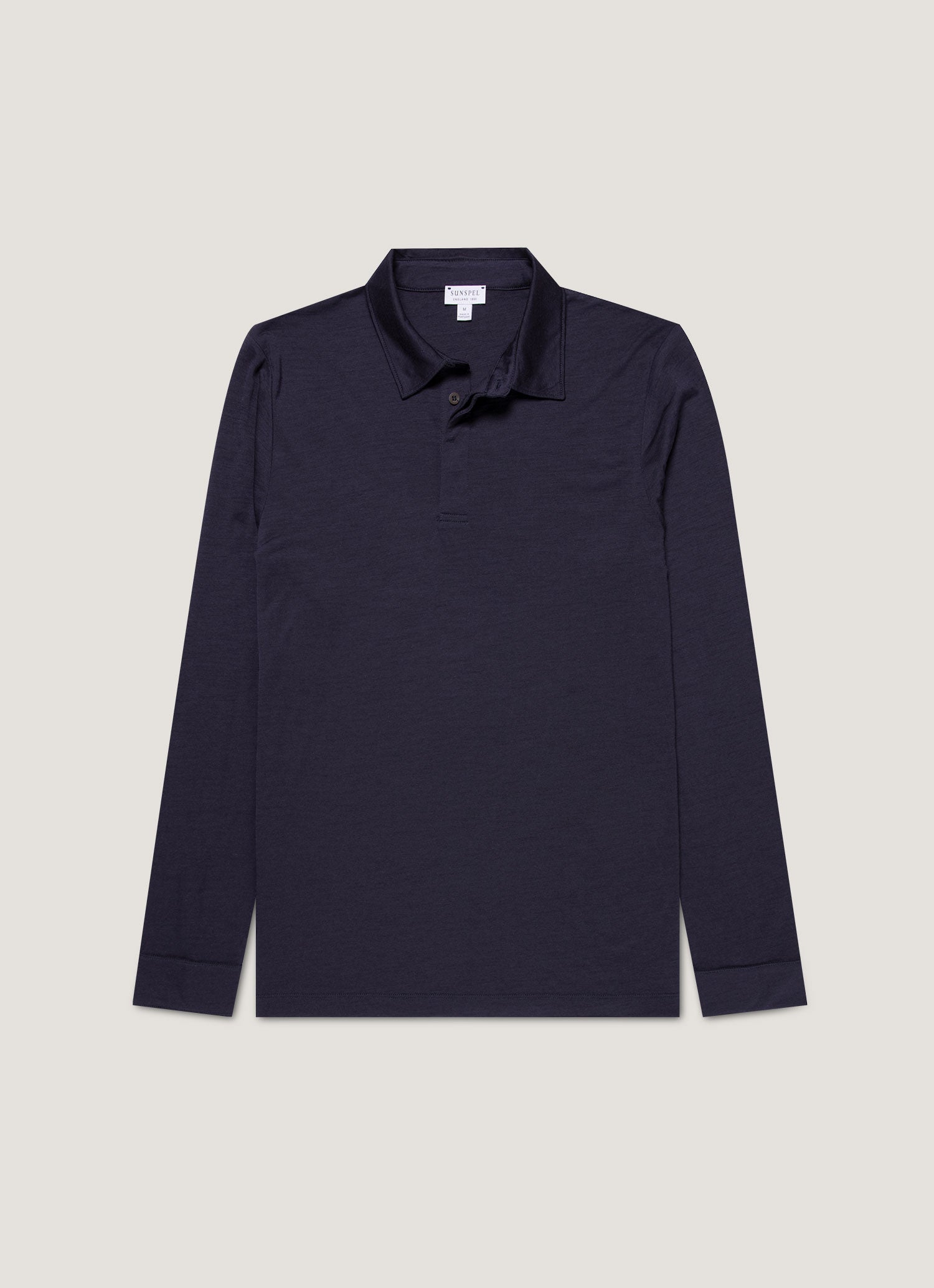 Men's Long Sleeve Ultra-Fine Merino Polo Shirt in Navy