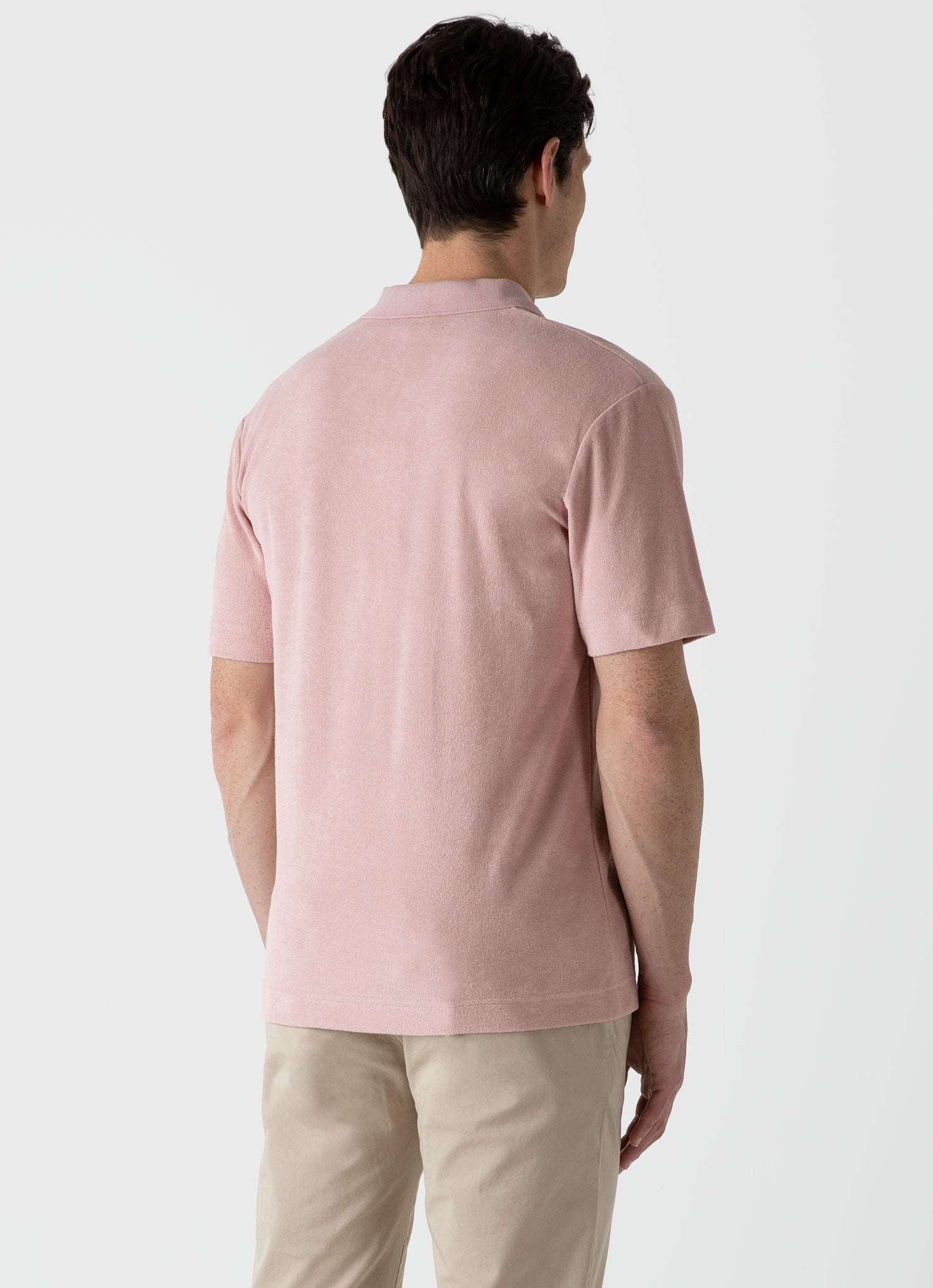 Men's Towelling Polo Shirt in Shell Pink