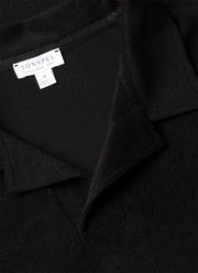 Men's Towelling Polo Shirt in Black