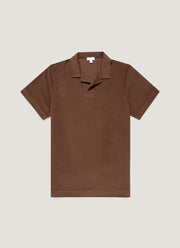 Men's Towelling Polo Shirt in Dark Walnut