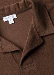 Men's Towelling Polo Shirt in Dark Walnut
