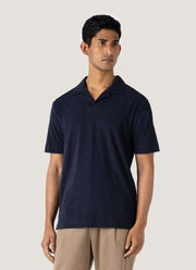 Men's Towelling Polo Shirt in Navy
