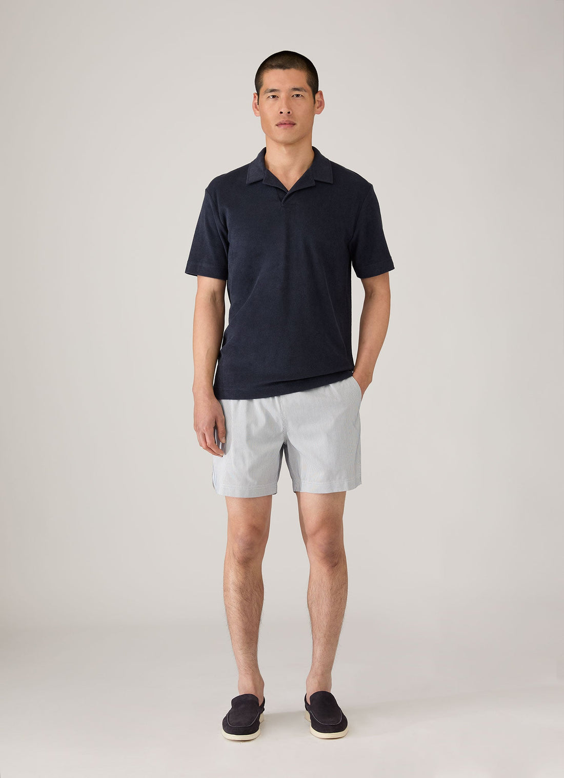 Men's Towelling Polo Shirt in Navy
