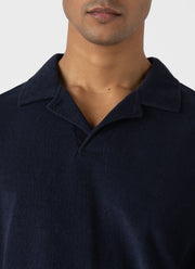 Men's Towelling Polo Shirt in Navy
