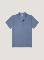 Men's Towelling Polo Shirt in Vintage Blue