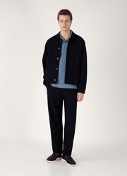 Men's Towelling Polo Shirt in Vintage Blue