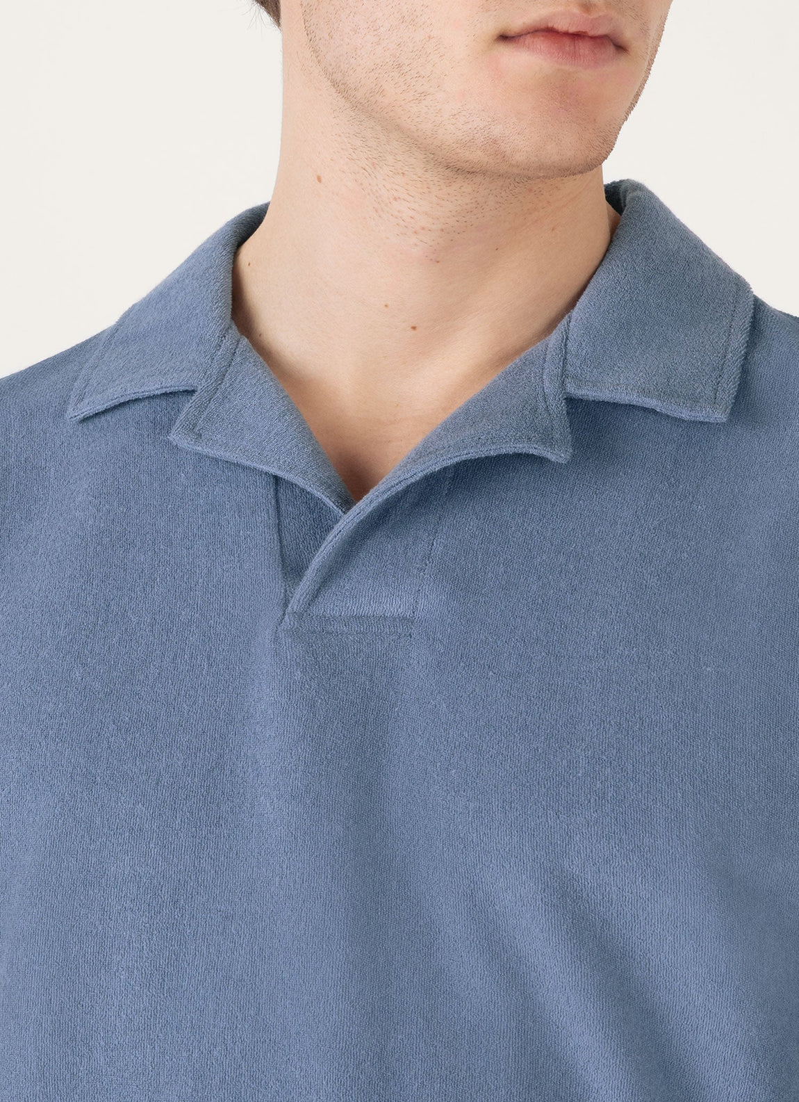Men's Towelling Polo Shirt in Vintage Blue