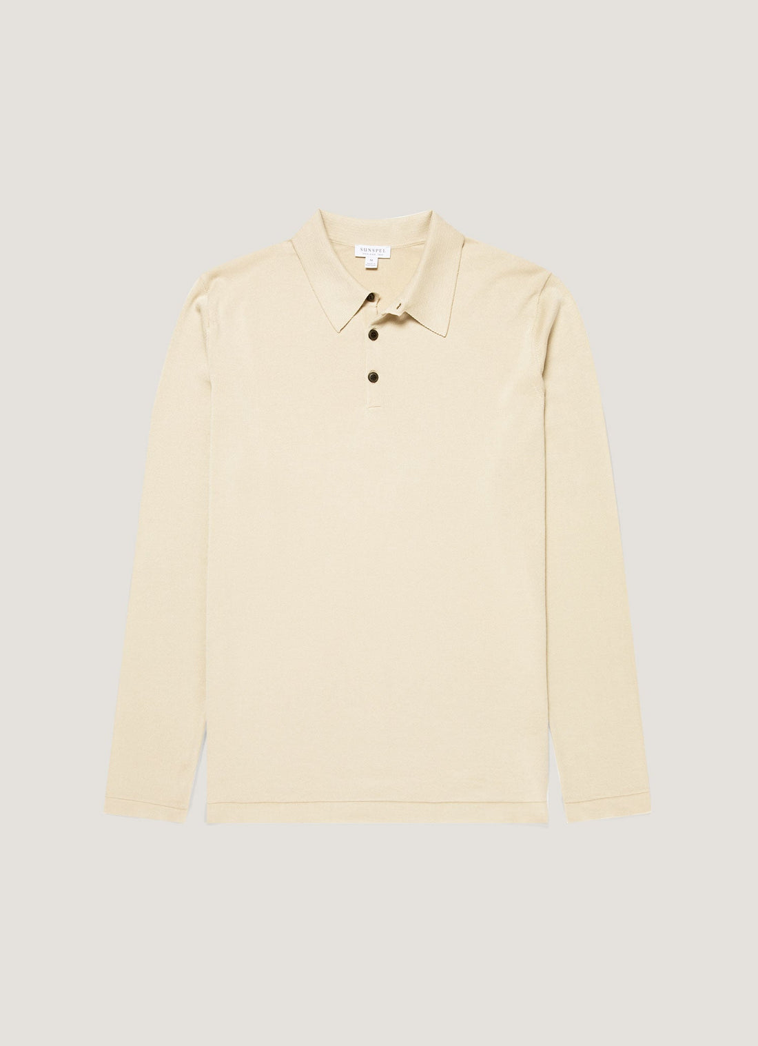 Men's Long Sleeve Sea Island Cotton Knit Polo Shirt in Hazelwood