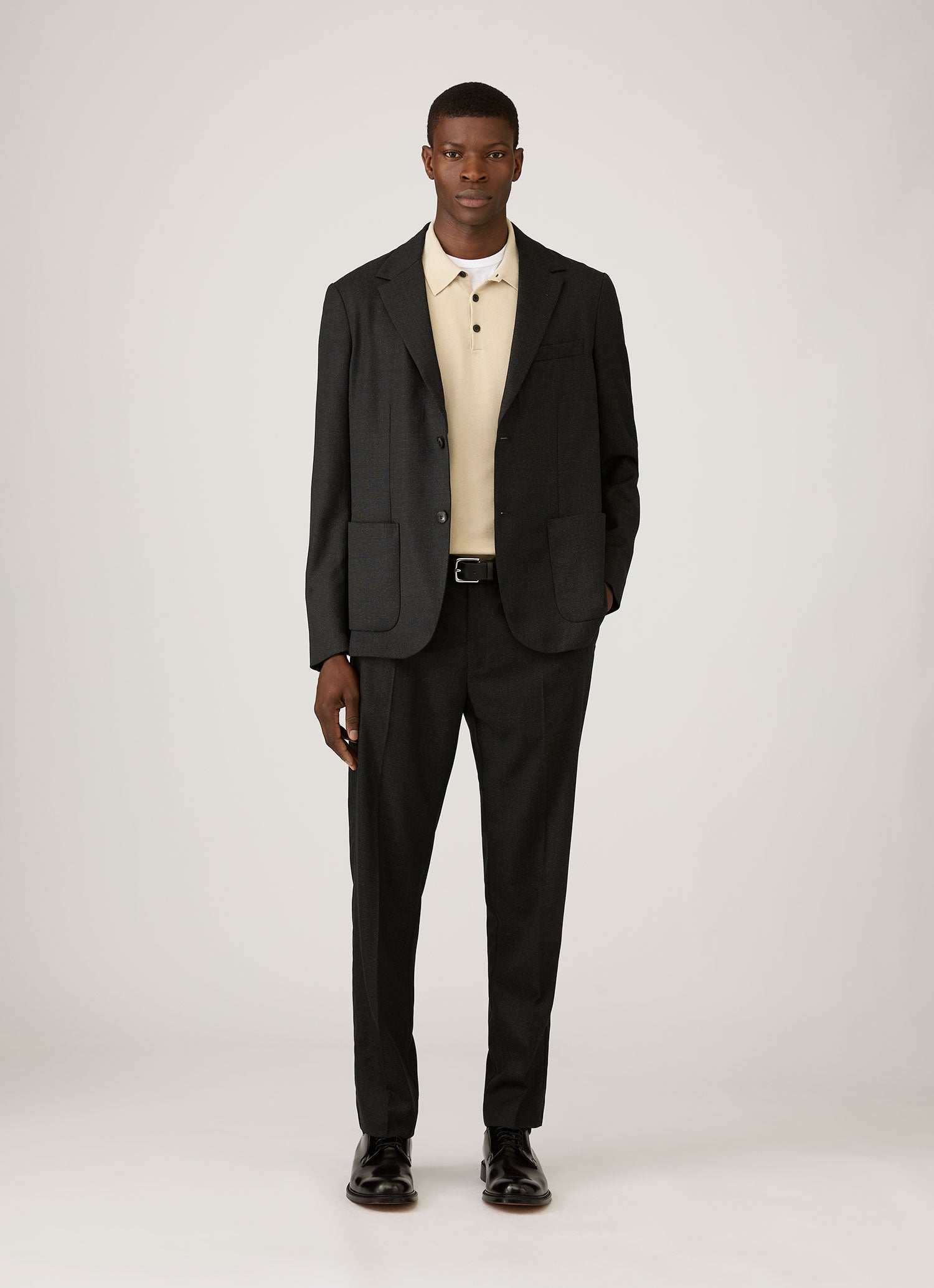 Men's Long Sleeve Sea Island Cotton Knit Polo Shirt in Hazelwood