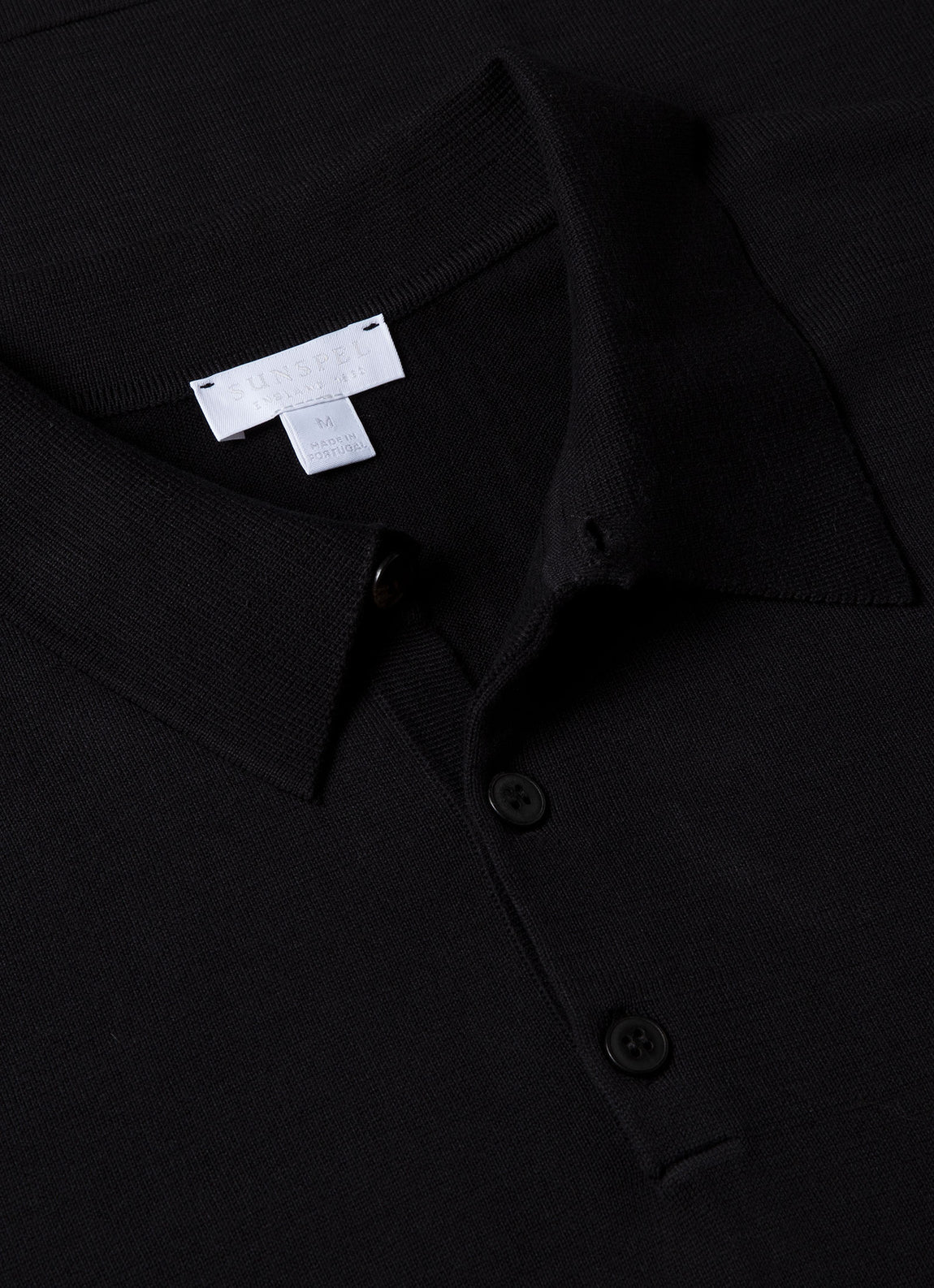 Men's Sea Island Cotton Polo Shirt in Black | Sunspel