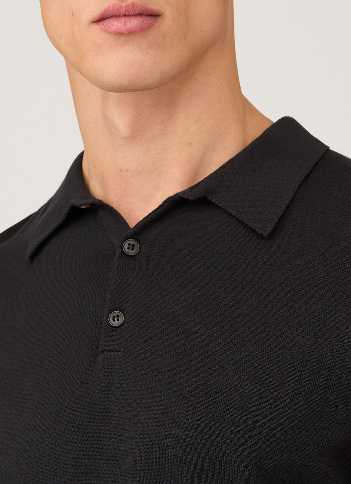 Men's Sea Island Cotton Knit Polo Shirt in Black