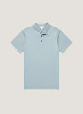 Men's Sea Island Cotton Knit Polo Shirt in Stone Blue